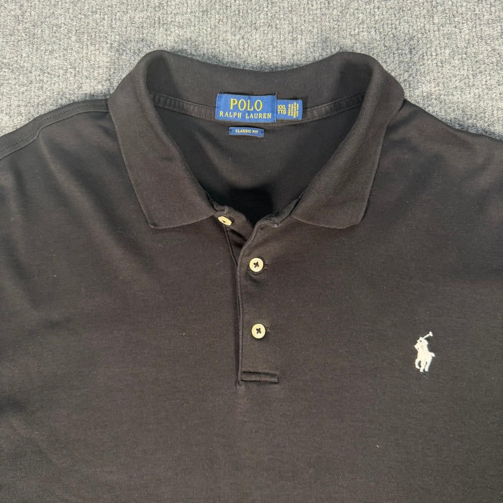 Polo Ralph Lauren Men XXL Black Classic Fit Cotton Short Sleeve Polo Shirt #4211